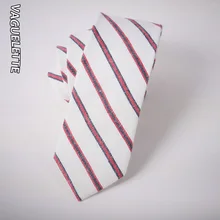VAGUELETTE белый/черный полосатый галстук тонкий хлопок узкий галстук ручной работы модные красные галстуки в клетку для мужчин 145*6,5 см