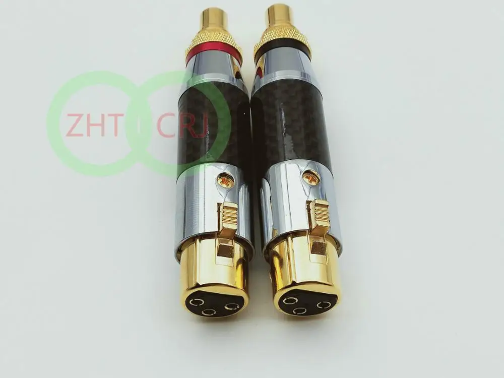 2pcs high-quality XLR Female to RCA Female Socket Adapter Gold