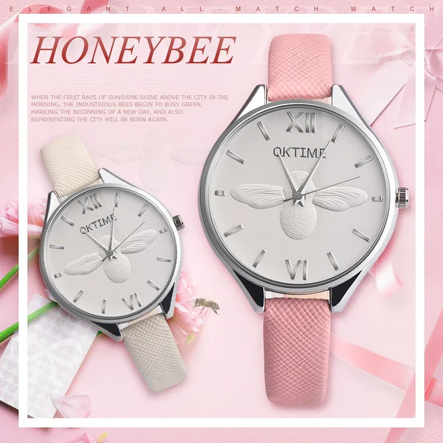 Fashion Women Bee Retro Design Leather Band Analog Alloy Quartz Wrist Watch Wome Fashion Women Bee Retro Design Leather Band Analog Alloy Quartz Wrist Watch Wome