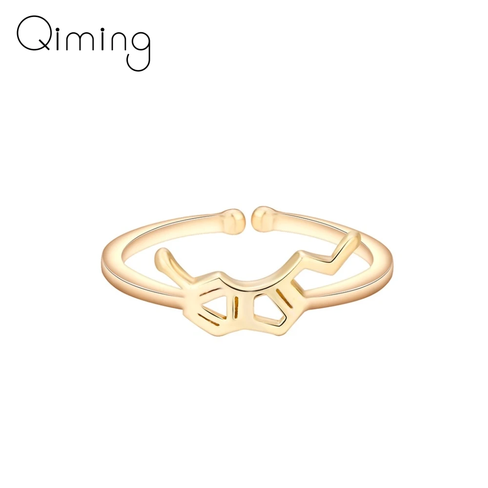 

Trendy Geometric Polygon Serotonin Molecule Rings Chemistry Dopamine Open Adjustable Ring Women Love Christmas Birthday Gift