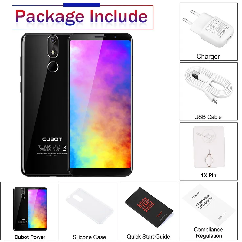 Смартфон Cubot Power Android 8.1 Helio P23 восемь ядер 6000 мАч 6 ГБ ОЗУ 128 ПЗУ 5 99 дюймовый экран FHD+