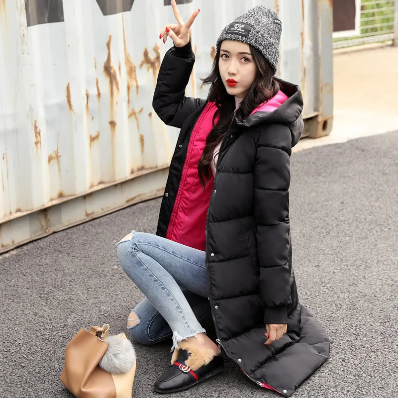 Hooded Colorful Winter Down Coat Jacket Long Warm Women Casaco Feminino Abrigos Mujer Invierno Parkas Outwear Coats Ru50