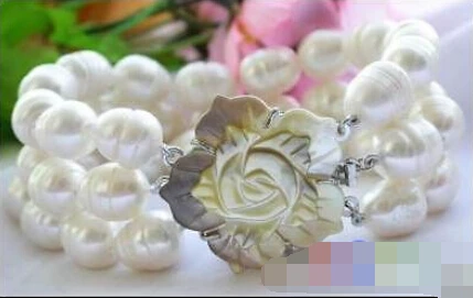 

0714 3ROW WHITE RICE FRESHWATER CULTURED PEARL BRACELET