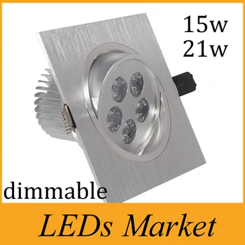 

New Arrvial square shell led down light lamp High power dimmable15w 21w AC90-260V Warm White 3000K + Drivers CE UL SAA