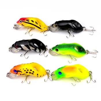 

6PCS/lot Frog Bait Fishing Lure 55mm/8.8g Isca Artificial Trolling Top-water Floating Lure Attracting Fish 6# Hooks Pesca Tackle