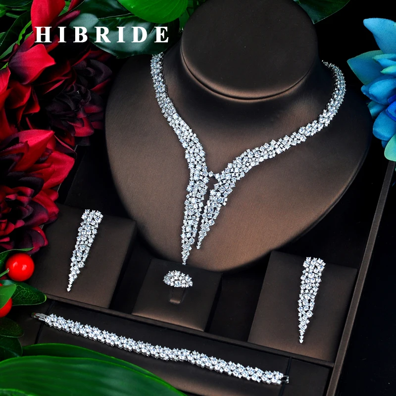 

HIBRIDE Luxury Design AAA Cubic Zircon Bridal Jewelry Set Top Quality Brilliant Fashion Engagement Set N-674
