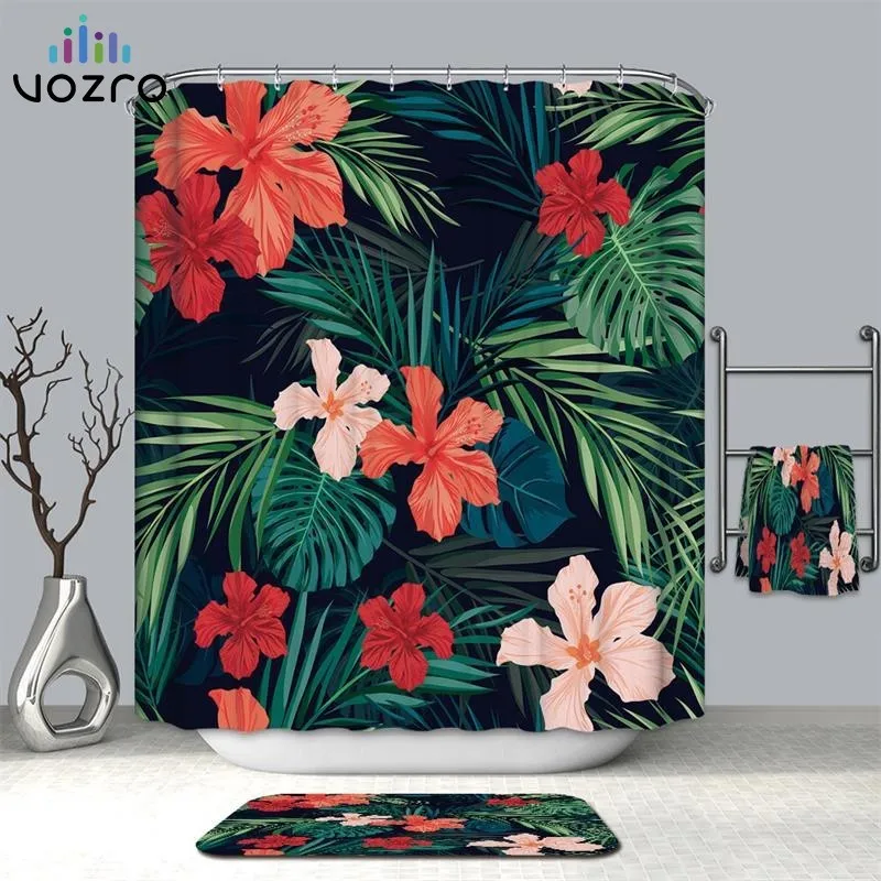 

VOZRO Bathroom Shower Curtain Polyester 2 M Cloth 3D Green Plant Simple Shower Pascoa Cortina Splatoon Miniaturas Douchegordijn