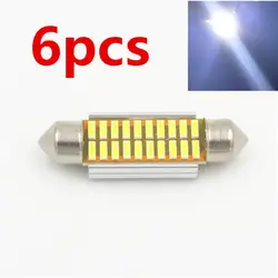 Голубой почвы BAY 6 шт. 41 мм C5W C10W супер яркий 4014 24 SMD Car светодиодный гирлянда световой индикатор ошибки Canbus бесплатная интерьер купола лампы