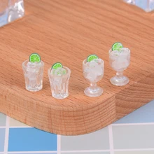 2 шт Кукольный дом декор мини стеклянная чашка+ кубик льда моделирование Кубок модель игрушки кукольный домик игрушка модель миниатюрная еда