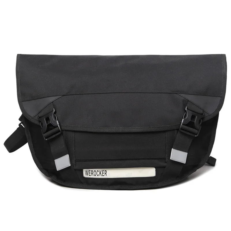 Reflective Tape Teenagers Black Solid Oxford Youth Casual Bag Men