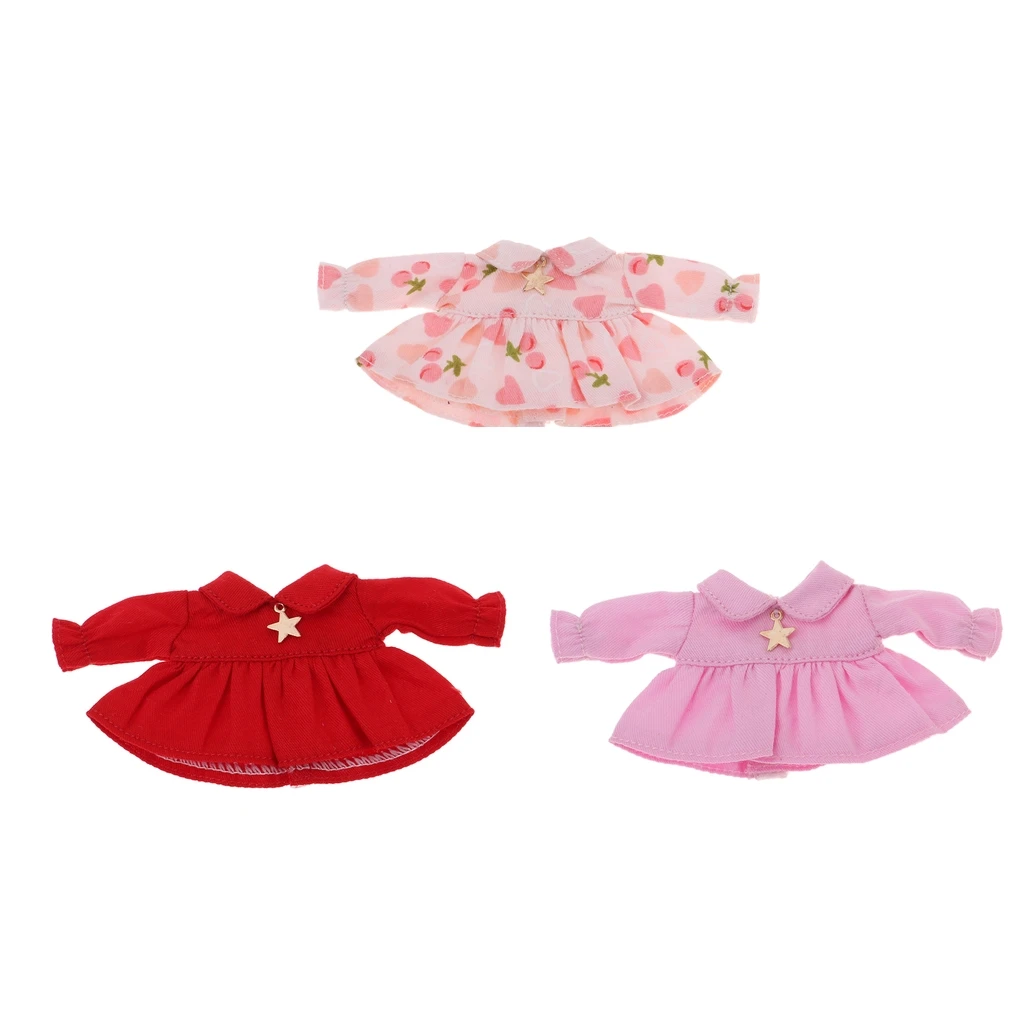 MagiDeal милые куклы с длинным рукавом рубашка платье для OB11 1/12 BJD мини одеваются