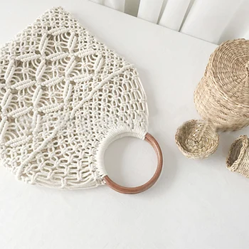 

Bohemian Women Tote Straw Bags Hollow Out Rattan Rope Handbags Beach Holiday Tote Bags 2019 New