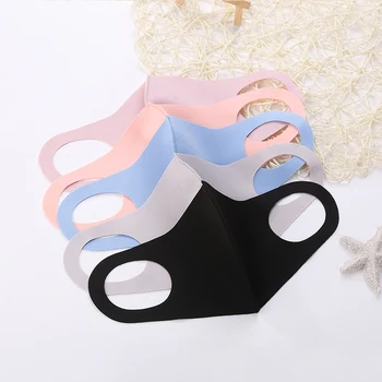 

Summer Sun Block Solid Washable 1PC Ice silk Thin Three-dimensional Dust Proof 3D Breathable Unisex Face Mask