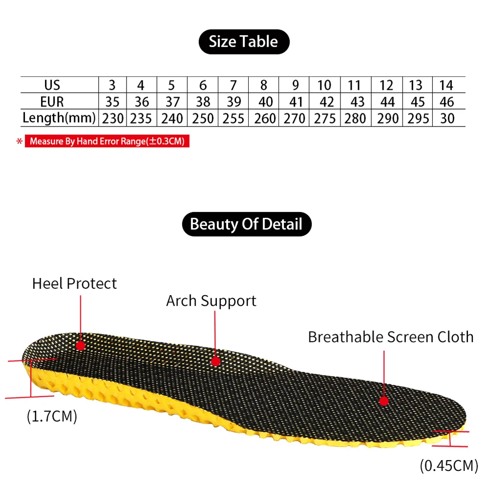 Stretch Breathable Deodorant Running Cushion Insoles For Feet Unisex Insoles For Shoes Sole Orthopedic Pad Memory Foam Shoe Pad