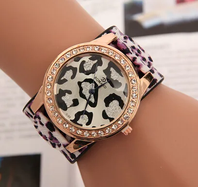 

Luxury Fashion Leopard Crystal Bling Quartz Watch Wristwatches for Women Ladies Girls Shockproof 1pc/lot OP001