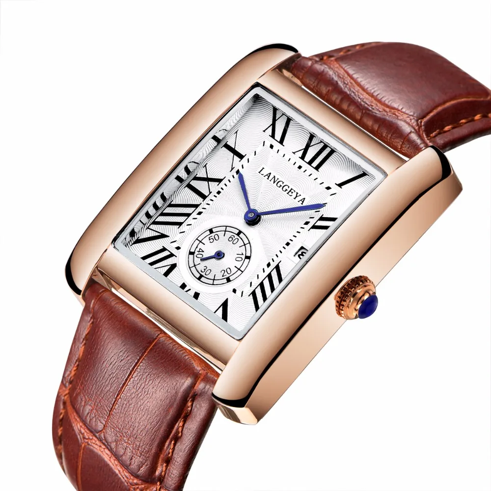 Модные мужские женские кварцевые часы Прямоугольные деловые часы для пары мужские Ретро кварцевые наручные часы из натуральной кожи