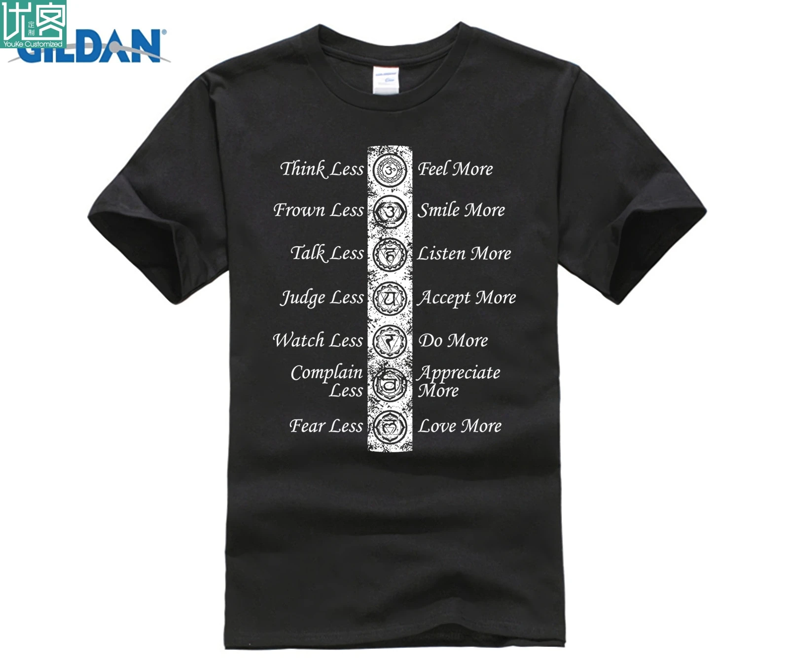 

7 Steps to Happiness Chakra Think Less Smile More Shirt