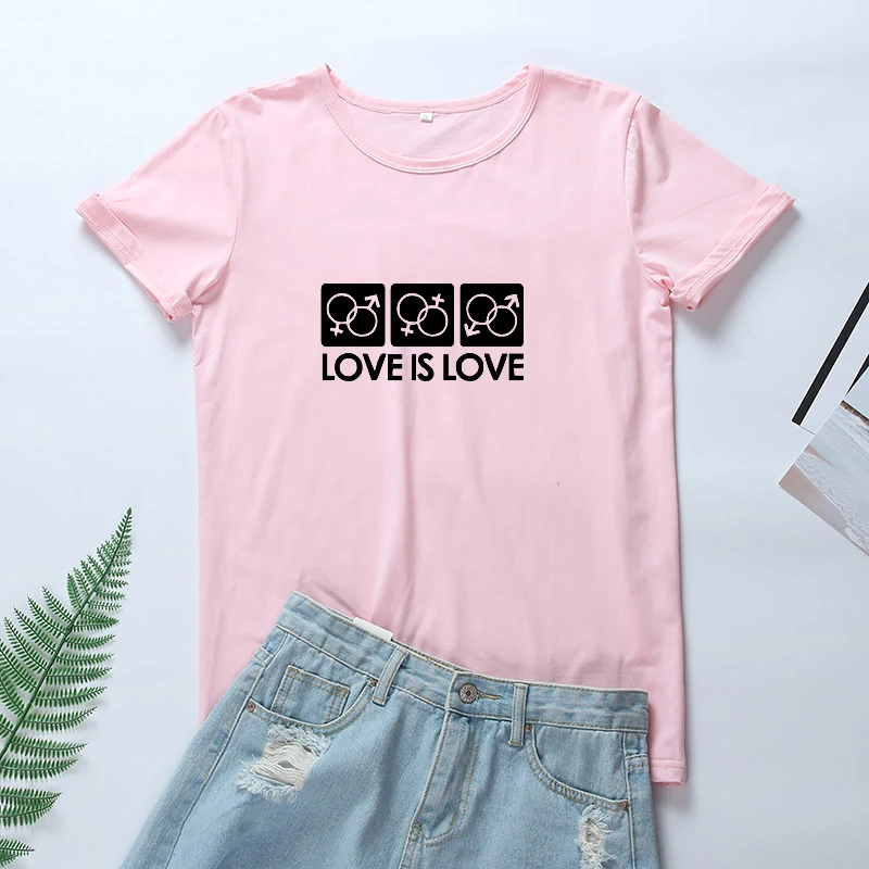 OLN 2018 Love Is Графические футболки женские летние с коротким рукавом черные белые