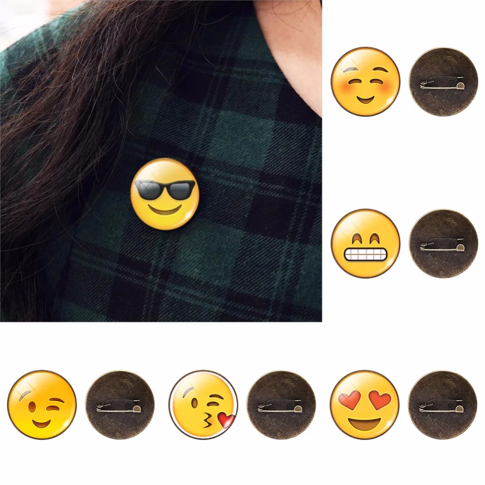 1Pc Emoji Brooch Fashion Cartoon Smile Funny Face DIY