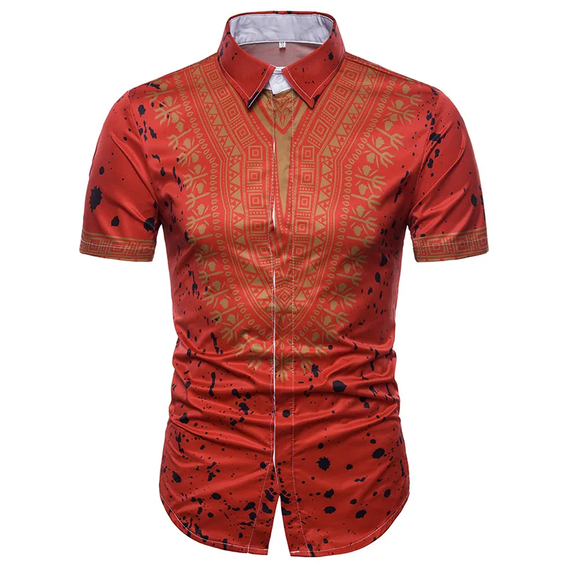 Новая мода 3D африканские рубашки в стиле хип-хоп Африка винтажный цветочный узор этнический Ветер одежда повседневное Африканское платье одежда с принтом - Цвет: DC403 red
