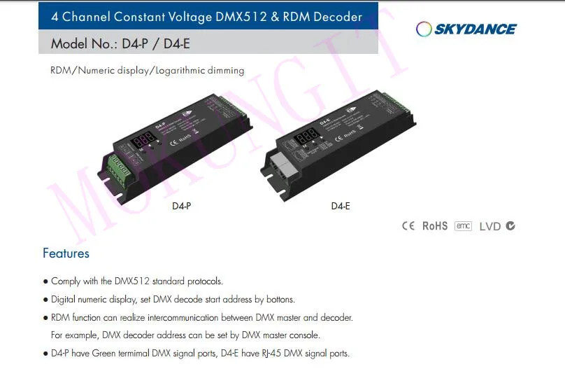 4CH* 8A 12-36VDC CV DMX декодер D4-P постоянное напряжение 4 канала DMX512 декодер терминал интерфейс высокая мощность RGB RGBW декодер