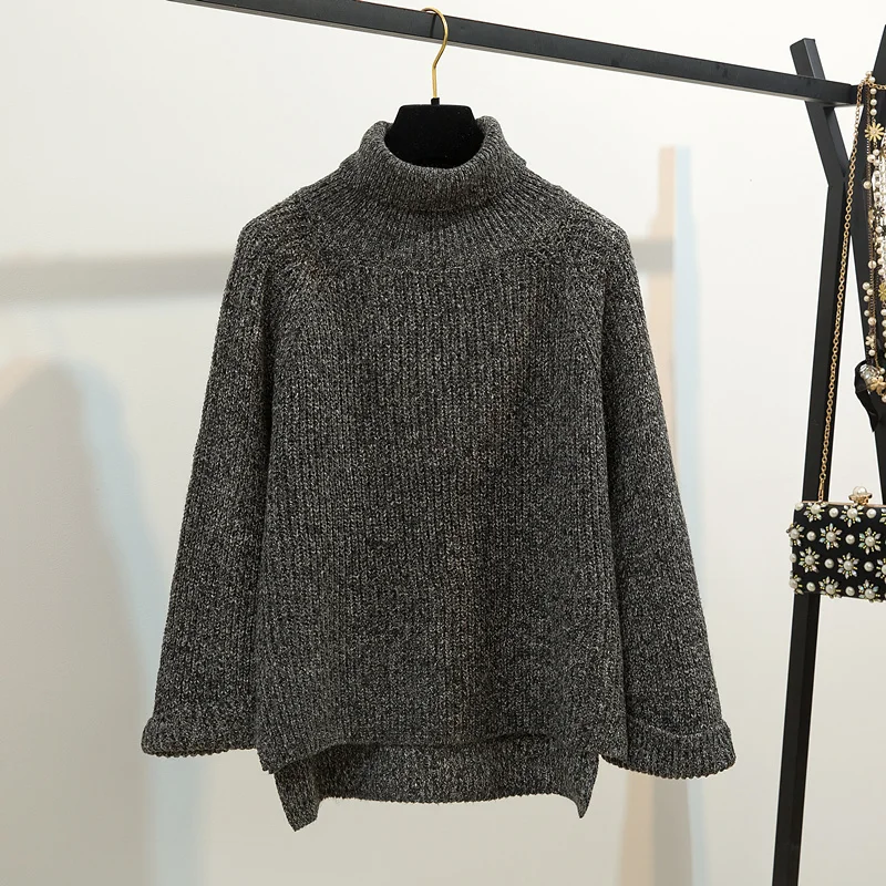 Женский зима высокого качества подиумная новая свободная водолазка; свитер+ Двухсекционный костюм с юбкой