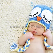 4 дизайн ручной трикотажные малышей животных Кепки узор Прекрасный Дети Сова Hat новорожденного реквизит
