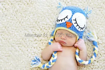 

4 new design Handmade Knitted Toddler Animal Cap Pattern Lovely Children Owl Hat newborn photography props