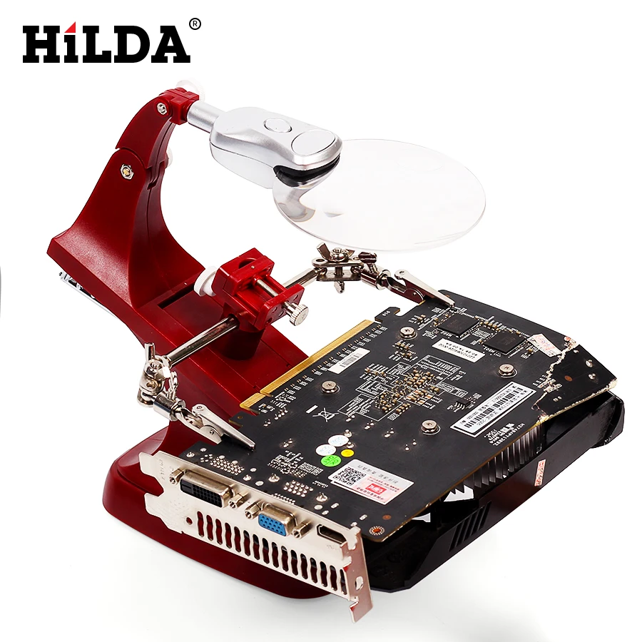 

Multifunctional Welding LED Magnifier 3X/4.5X Standing Style magnifying glass Alligator Clip HolderSoldering Repair Tool