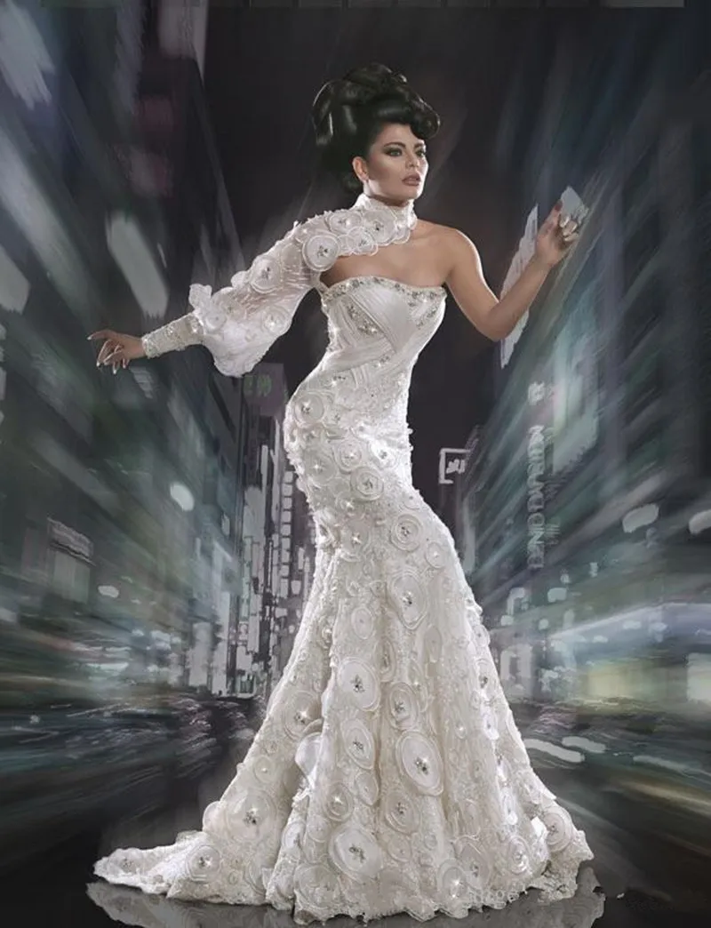  Yousef aljasmi Labourjoisie Evening Myriam fares Flower Lace Silver One shoulder floor length Celebrity dress 