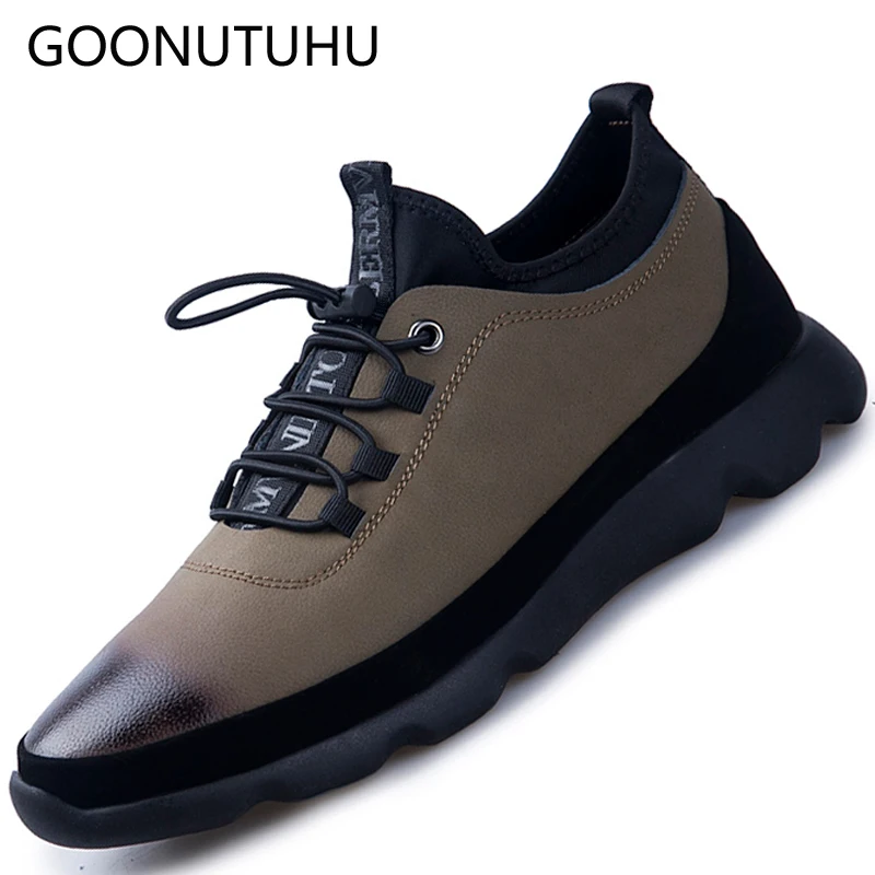 Khaki Homem Couro Homens Sapatos Primavera amp; 38 Casual 44 Tamanho Sapatilhas Para Dos Sapato Outono Black Água D' Preto Masculinos Prova De À khaki Elástico YxYOvp