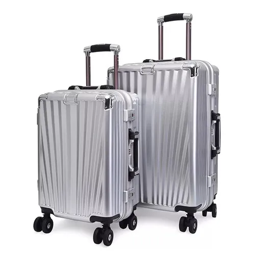 KLQDZMS 20/24 дюймов бизнес сумки на колёсиках spinner чемодан на колесах из поликарбоната с алюминиевой рамой дорожные сумки на колесах - Цвет: Silver