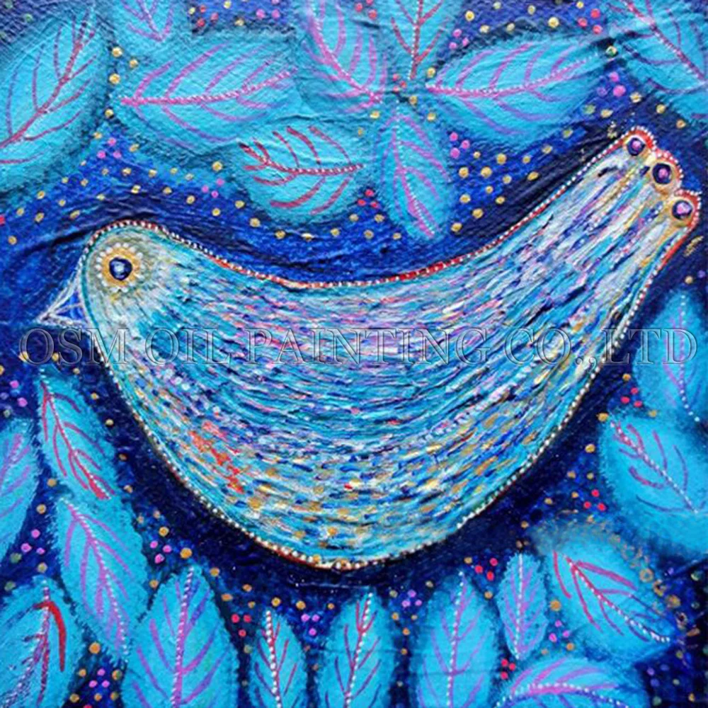 Painter Team Directly Supply High Quality Handmade Abstract Blue Fat Bird Oil Painting Funny Abstract Animal Bird Art Painting Art Painting Bird Oil Paintingbird Art Aliexpress