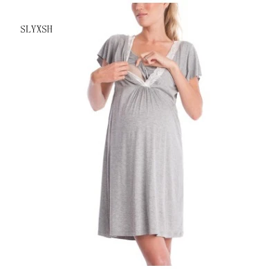 

Pregnancy maternity Pajamas Sleepwear Nursing Pregnant Pajamas Breastfeeding Nightgown Elegant Maternity Nursing Clothes Dress