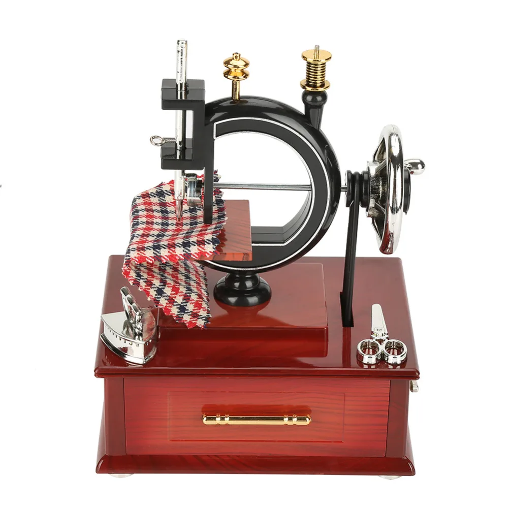 

Clockwork Music Jewelry Box Retro Creative Sewing Machine Home Decoration Jewwelry Display Box Necklace Bracelet Brooch Holder