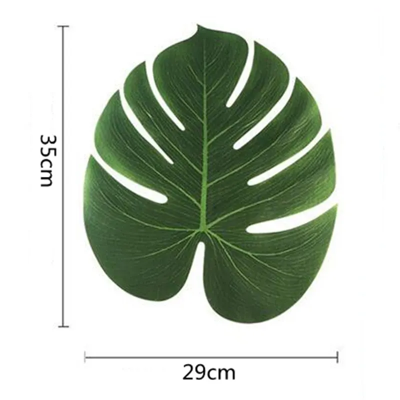 Горячая 12 шт. Зеленый Искусственный лист тропические Пальмовые Листья остров стиль имитация растений Свадебная вечеринка стол домашний декор 5BB5599 - Цвет: 1