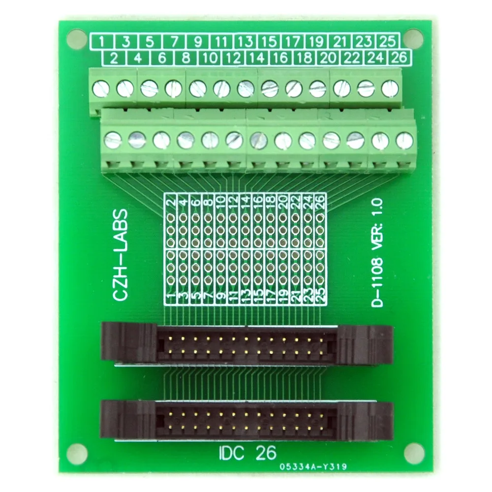 

IDC-26 2x13pins 2.0mm Dual Male Header Breakout Board, Screw Terminal Connector.
