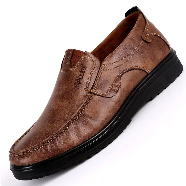 Г. Новая удобная мужская повседневная обувь Лидер продаж, мужские лоферы качественная кожаная обувь мужские мокасины на плоской подошве Большие размеры 38-48 - Цвет: Коричневый