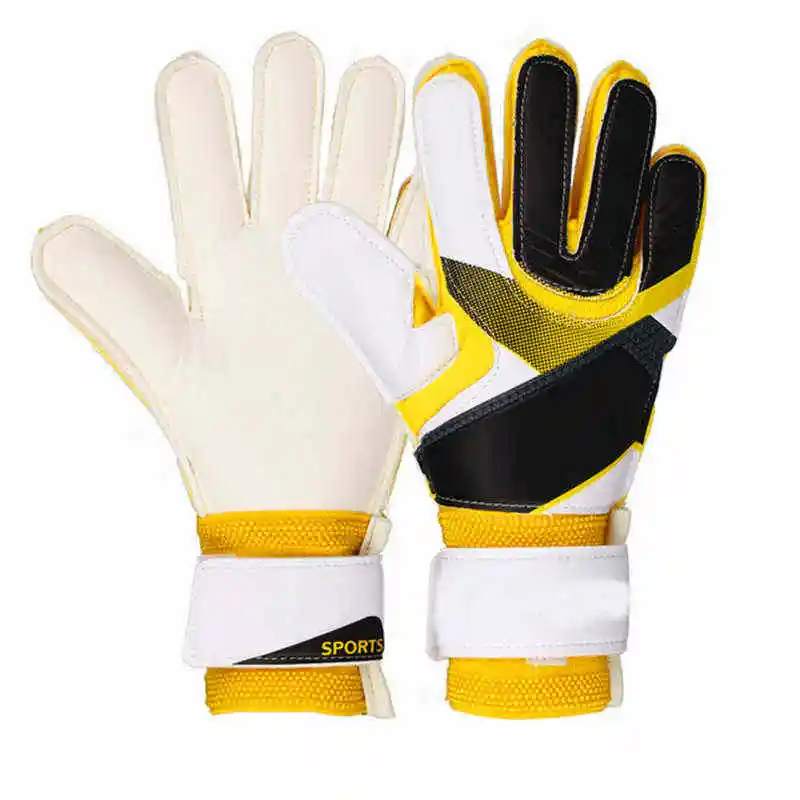 Профессиональные футбольные перчатки для защиты пальцев, толстые латексные вратарские перчатки для спорта на открытом воздухе, футбольные перчатки для командных видов спорта - Цвет: yellow