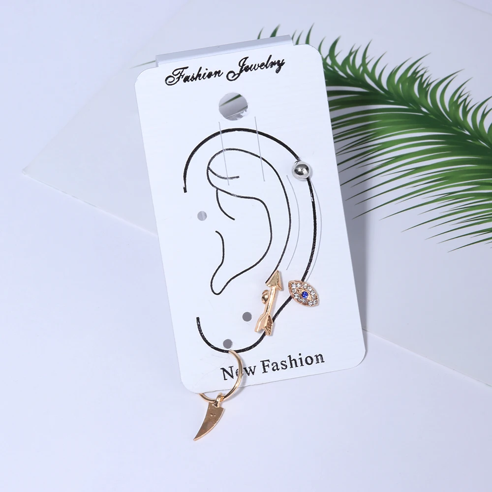 

4PCs/Set Bohemian Arrow Eye Ear Studs Earrings Women Hoop Ear Cuff Ear Tiny Ear Bone Piercing Unique Round Bead Earrings