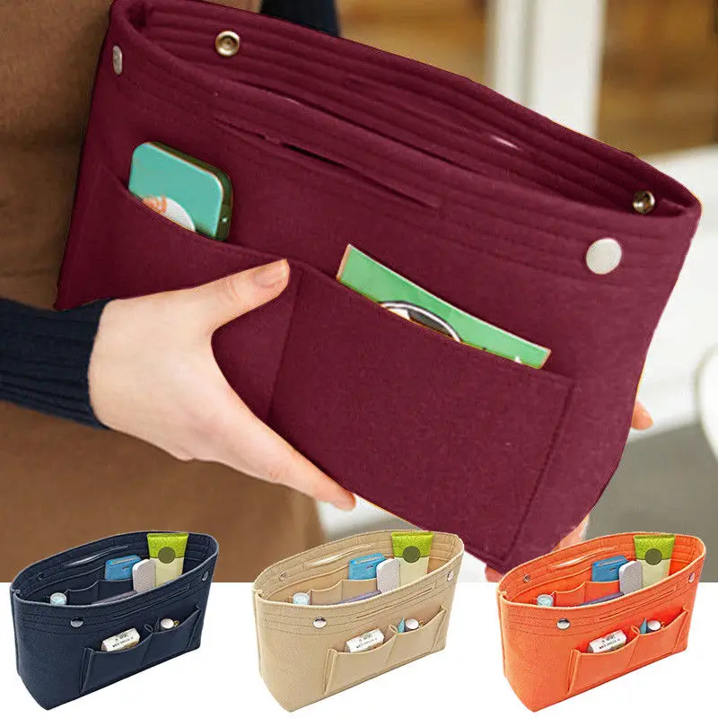

Felt Insert Bag Multi Pockets Handbag Purse Organizer Holder Makeup Travel