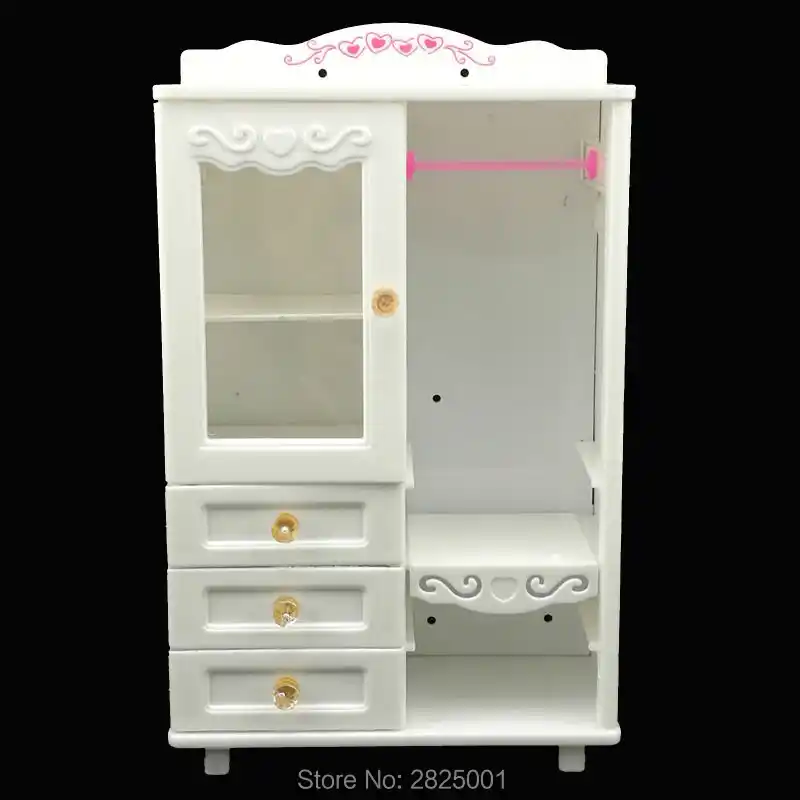 Plastic 1 6 Dollhouse Furniture Wardrobe Movable Drawer White