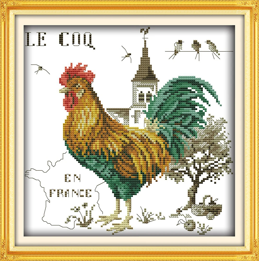The big cock (6) cross stitch package kit animal DMC color pattern pre