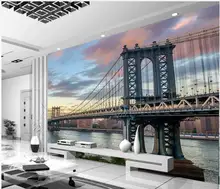

WDBH 3d wallpaper Custom photo City building bridge bridge background wall home decor 3d wall mural wallpaper for walls 3 d