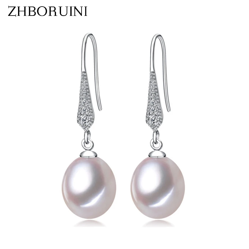 ZHBORUINI 2017 Fashion Pearl Earrings Natural Freshwater Pearl Jewelry Dorp Earring 925 Sterling Silver Jewelry For Women Gift