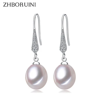 ZHBORUINI 2017 Fashion Pearl Earrings Natural Freshwater Pearl Jewelry Dorp Earring 925 Sterling Silver Jewelry For Women Gift