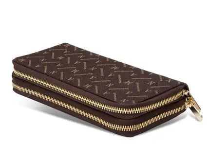 

2019 new fashion real leather wallet double zippy wallet with box free shipping