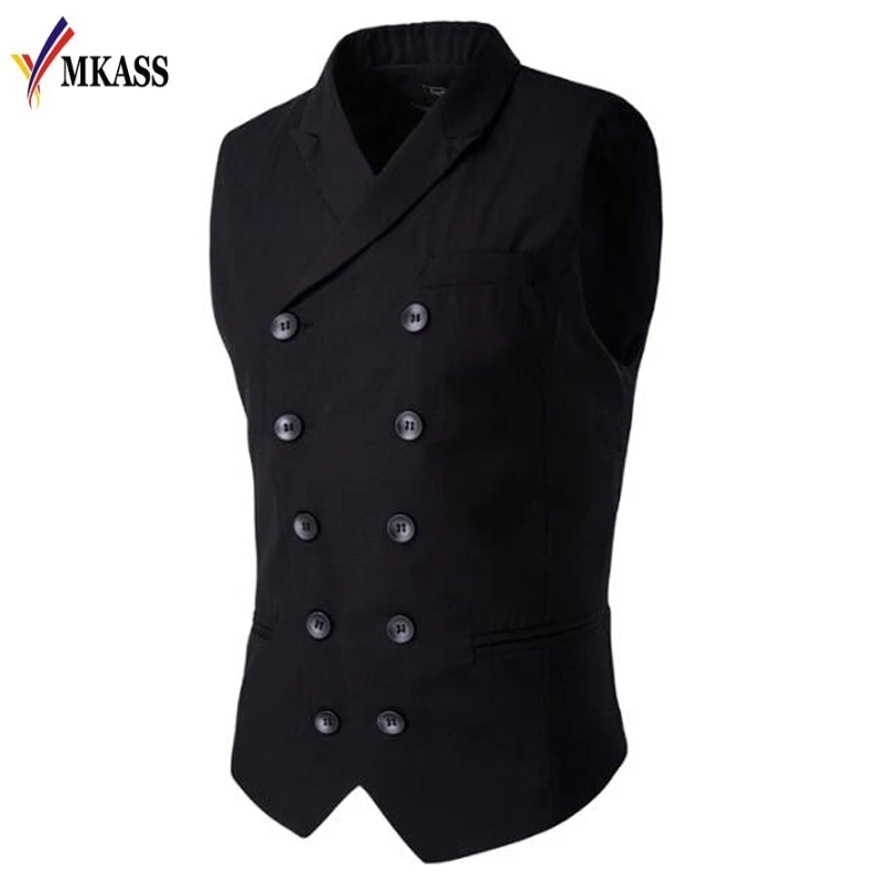 Hot Sale Mens vests And waistcoats Slim Masculino Cotton Double Breasted Sleeveless Jacket ...