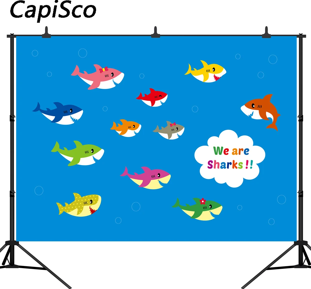 

Capisco Photography Backdrops Baby Shower Birthday party Home Decoration Baby Shark Children Custom photo background