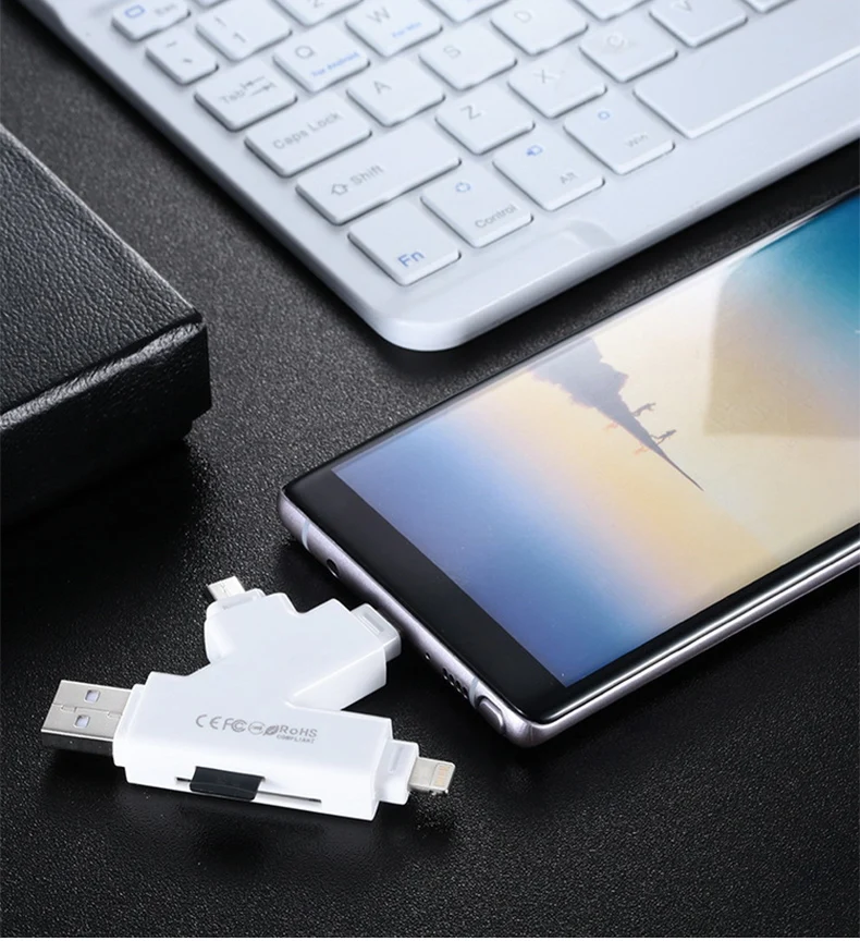 UTHAI C30 USBC Lightning мультикардридер 4в1 type-c/Lightning/MicroUSB/USB адаптер для iPhone 7 8 X Plus TF/SD кардридер